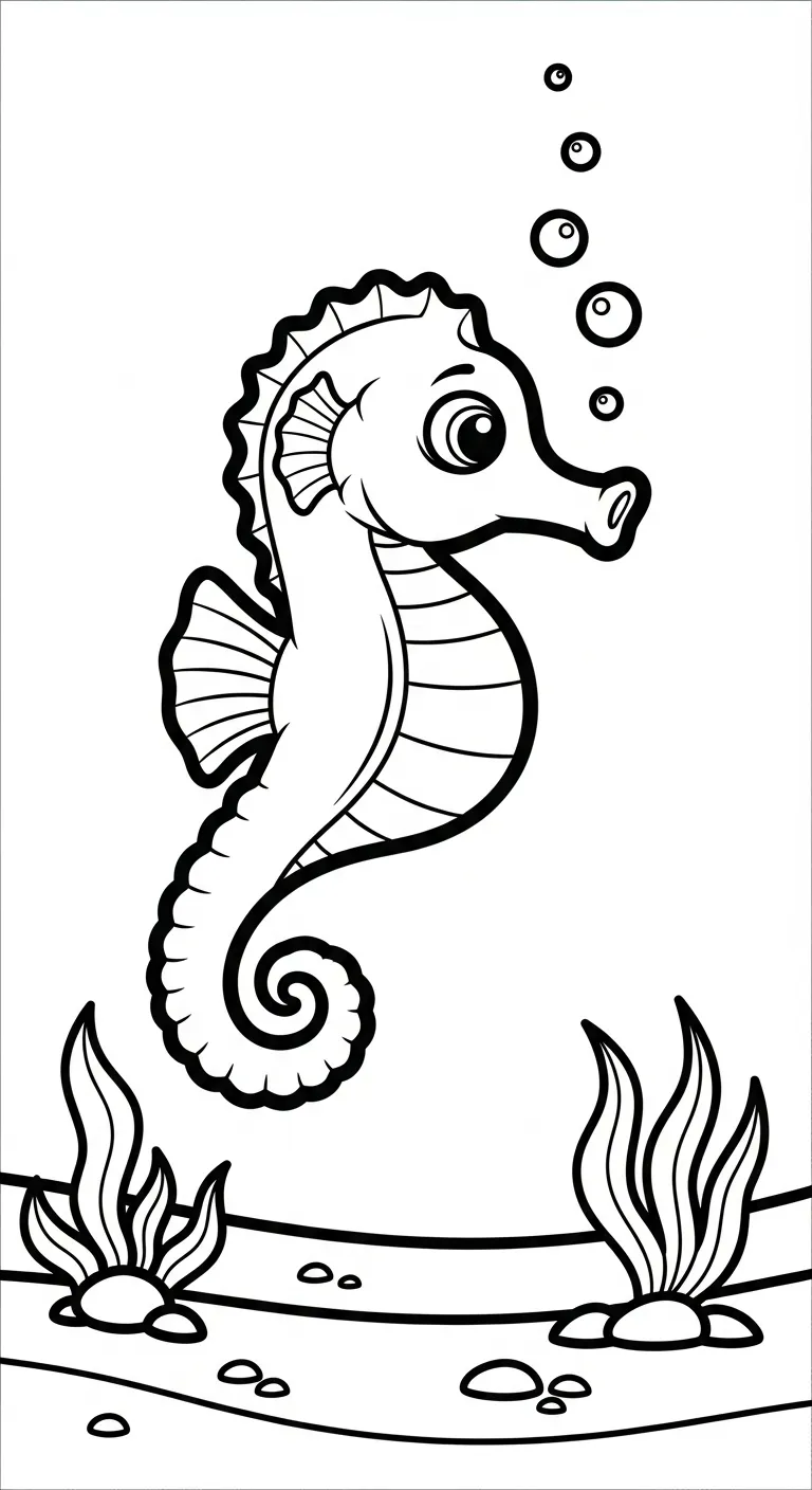 in hình tô màu tranh tô màu cá ngựa cho bé