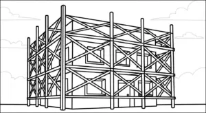 hình tô màu công trường cho bé 7-8 tuổi