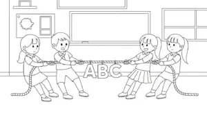in tranh tô màu kéo co cho bé 4 tuổi