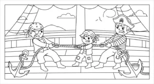 hình tô màu kéo co cho bé 7 tuổi miễn phí