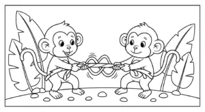 in tranh tô màu kéo co cho bé 6 tuổi