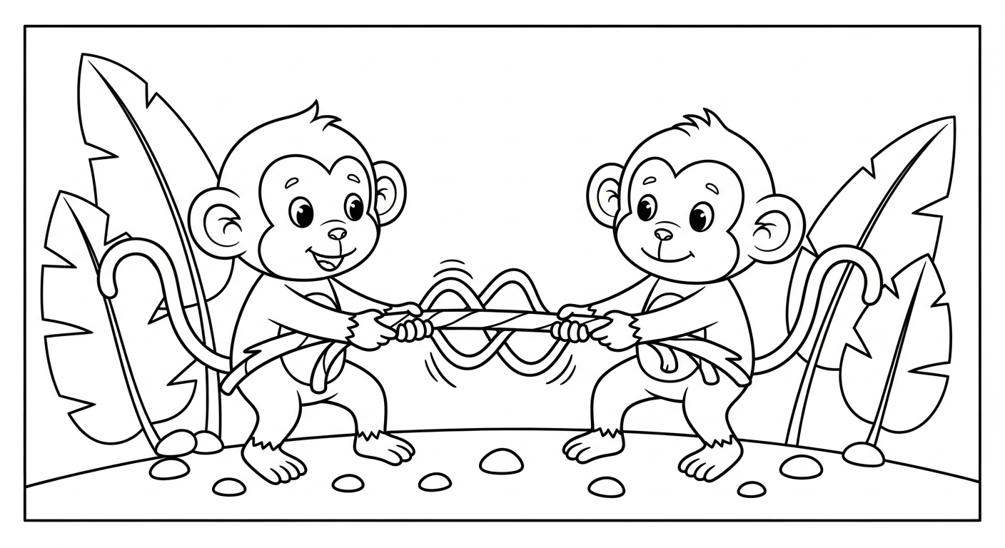 in tranh tô màu kéo co cho bé 6 tuổi