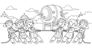 tải tranh tô màu kéo co chất lượng cao