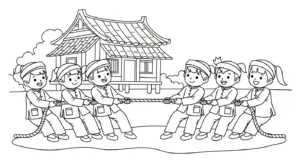 tải hình tô màu kéo co cho bé