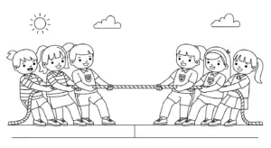 tranh tô màu kéo co miễn phí