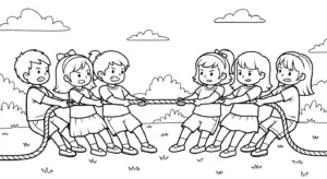 hình tô màu kéo co cho bé 5 tuổi miễn phí