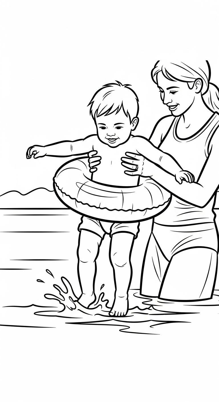 mẫu hình tô màu phao bơi cho bé 1