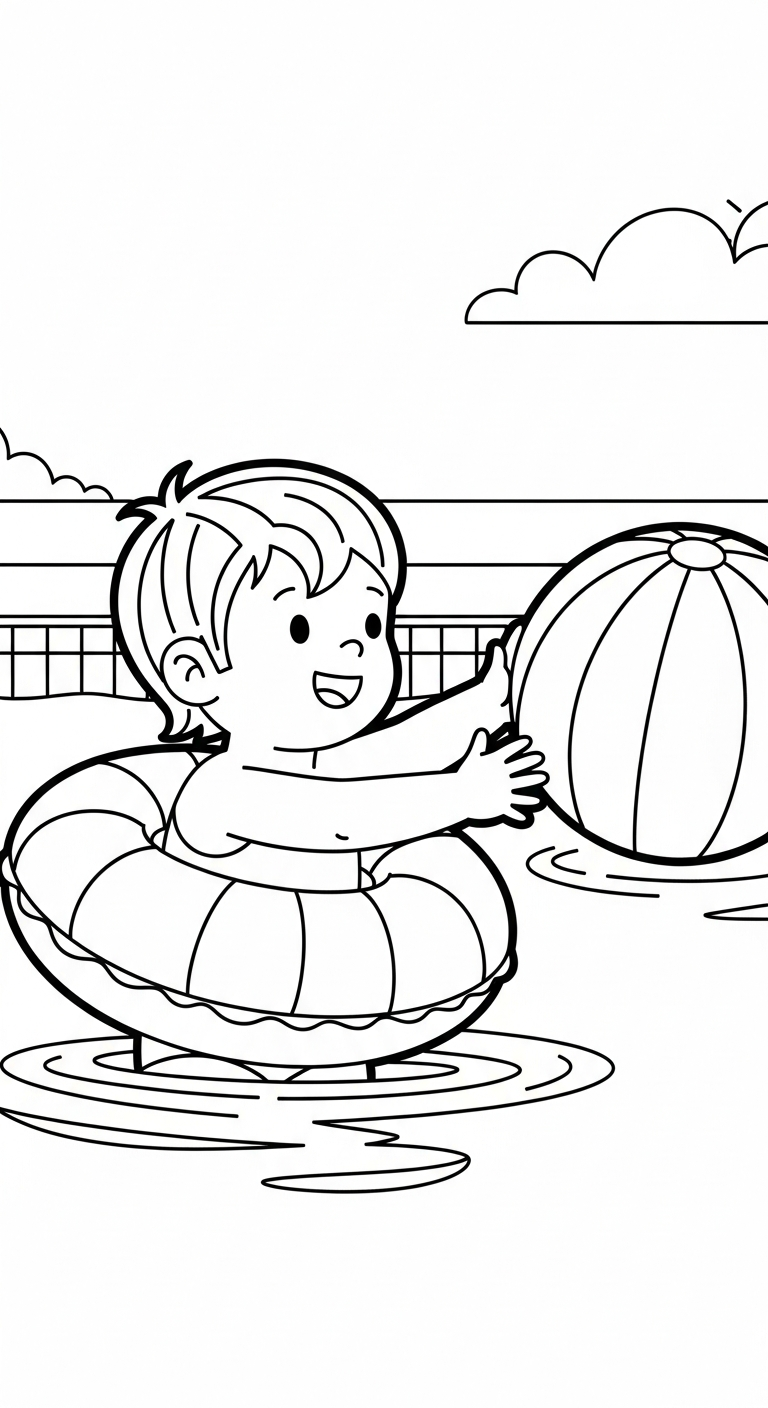 tranh tô màu phao bơi cho bé 3 tuổi miễn phí