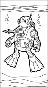 file hình tô màu robot cho bé in