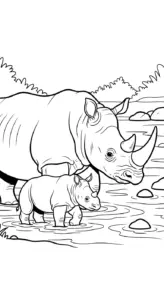 tải tranh tô màu tê giác cho bé 7 tuổi