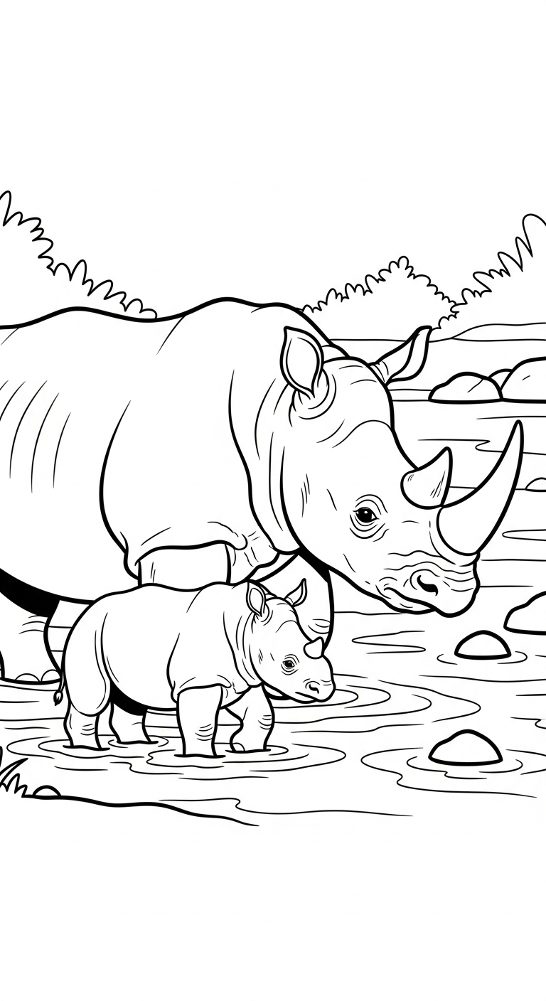 tải tranh tô màu tê giác cho bé 7 tuổi