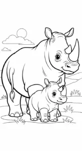 hình tô màu tê giác cho bé 7-8 tuổi