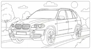 tranh tô màu xe BMW cho bé 3 tuổi