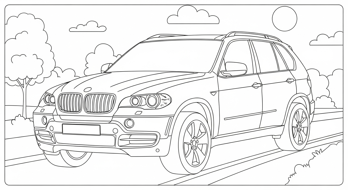 tranh tô màu xe BMW cho bé 3 tuổi