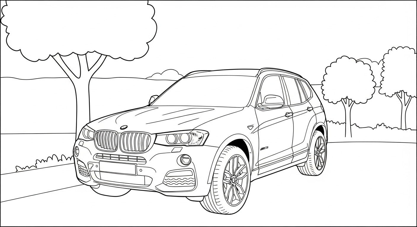 in hình tô màu xe BMW cho bé 3 tuổi