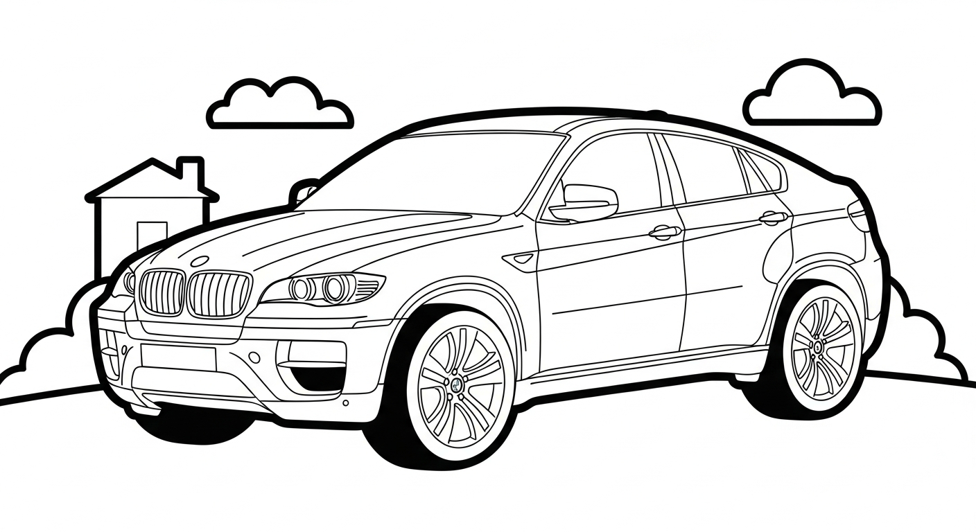 hình tô màu xe BMW cho bé đơn giản