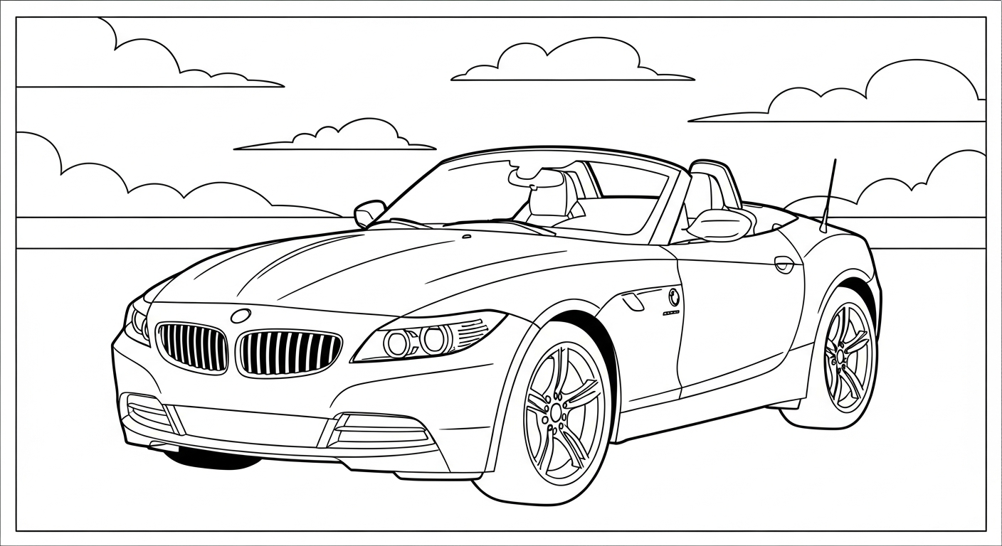 tranh tô màu xe BMW rõ nét