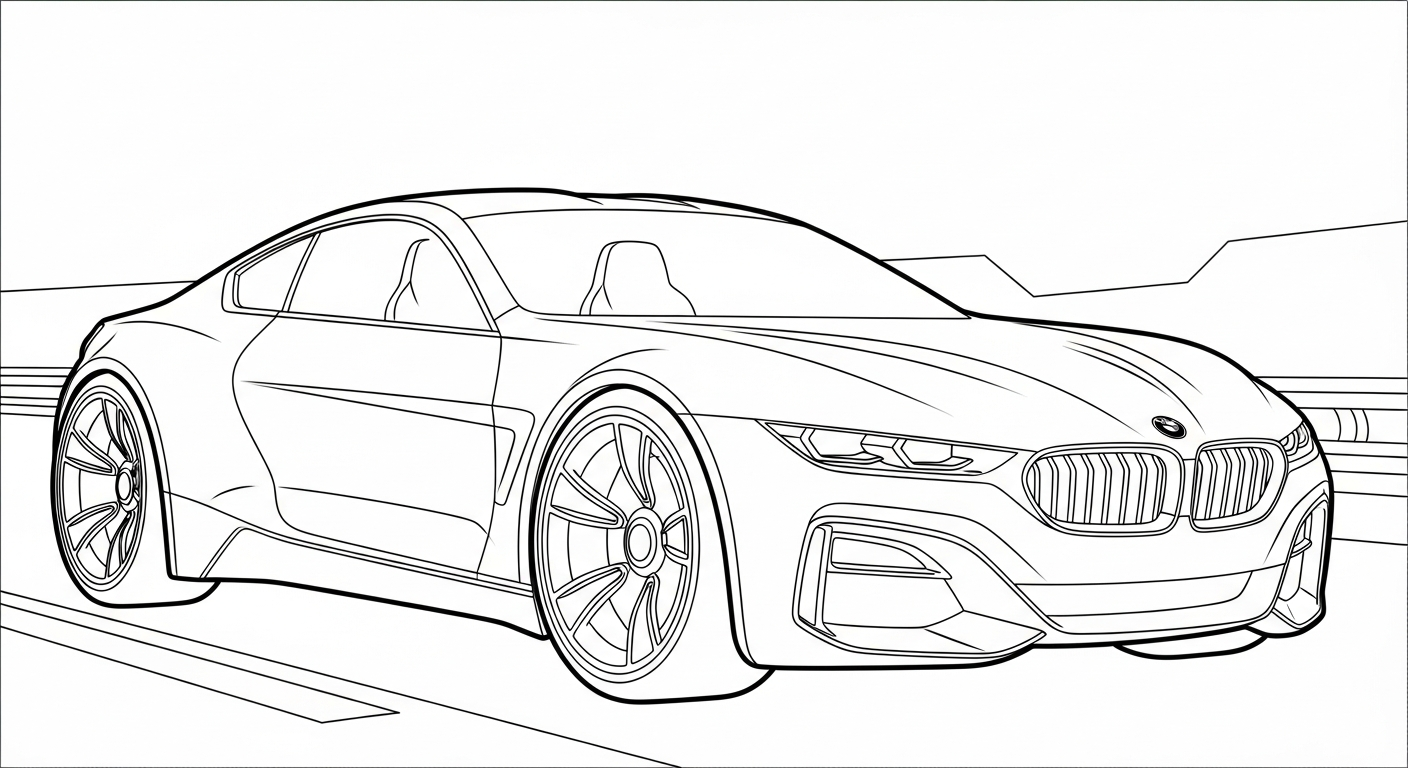 in tranh tô màu xe BMW miễn phí