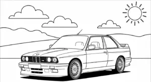 tranh tô màu xe BMW rõ nét