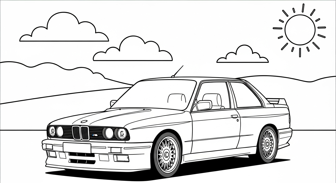 tranh tô màu xe BMW rõ nét 1