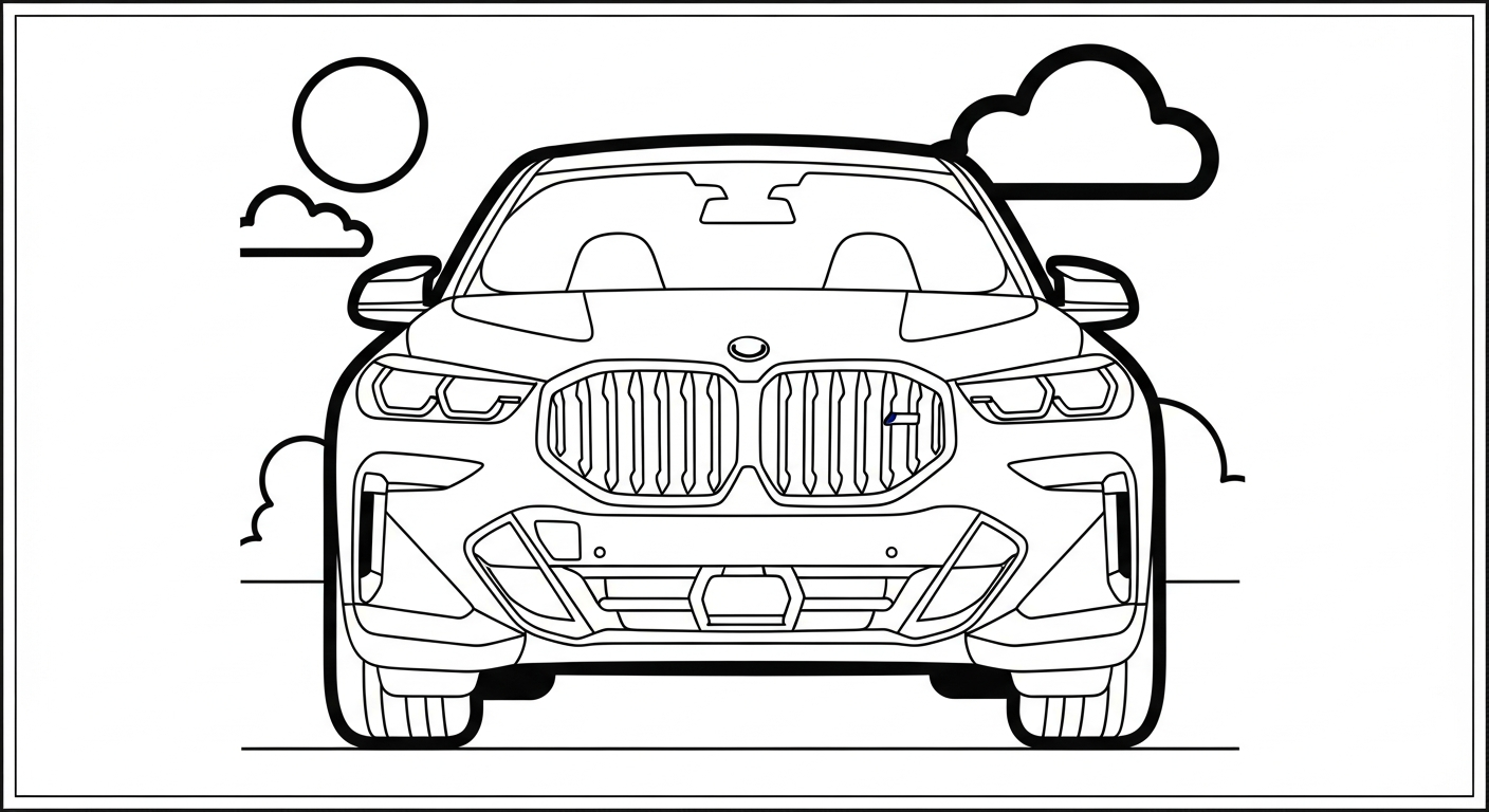 hình tô màu xe BMW cho bé 8 tuổi