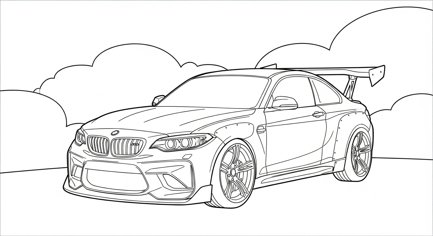 hình tô màu xe BMW cho bé 3 tuổi
