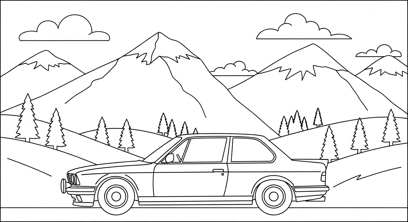 mẫu in hình tô màu xe BMW cho bé