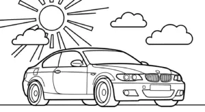in hình tô màu xe BMW cho bé 7 tuổi