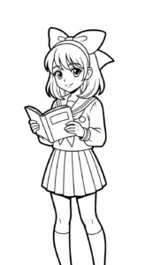 hình tô màu Anime Girl cho bé 3 tuổi miễn phí
