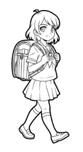 file pdf hình tô màu Anime Girl cho bé