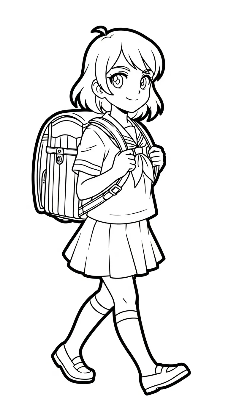 file pdf hình tô màu Anime Girl cho bé