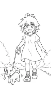 tranh tô màu Anime Girl rõ nét
