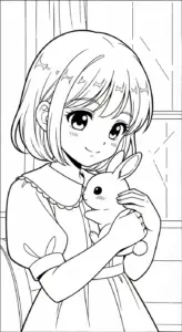 tranh tô màu Anime Girl cho bé 5 tuổi miễn phí