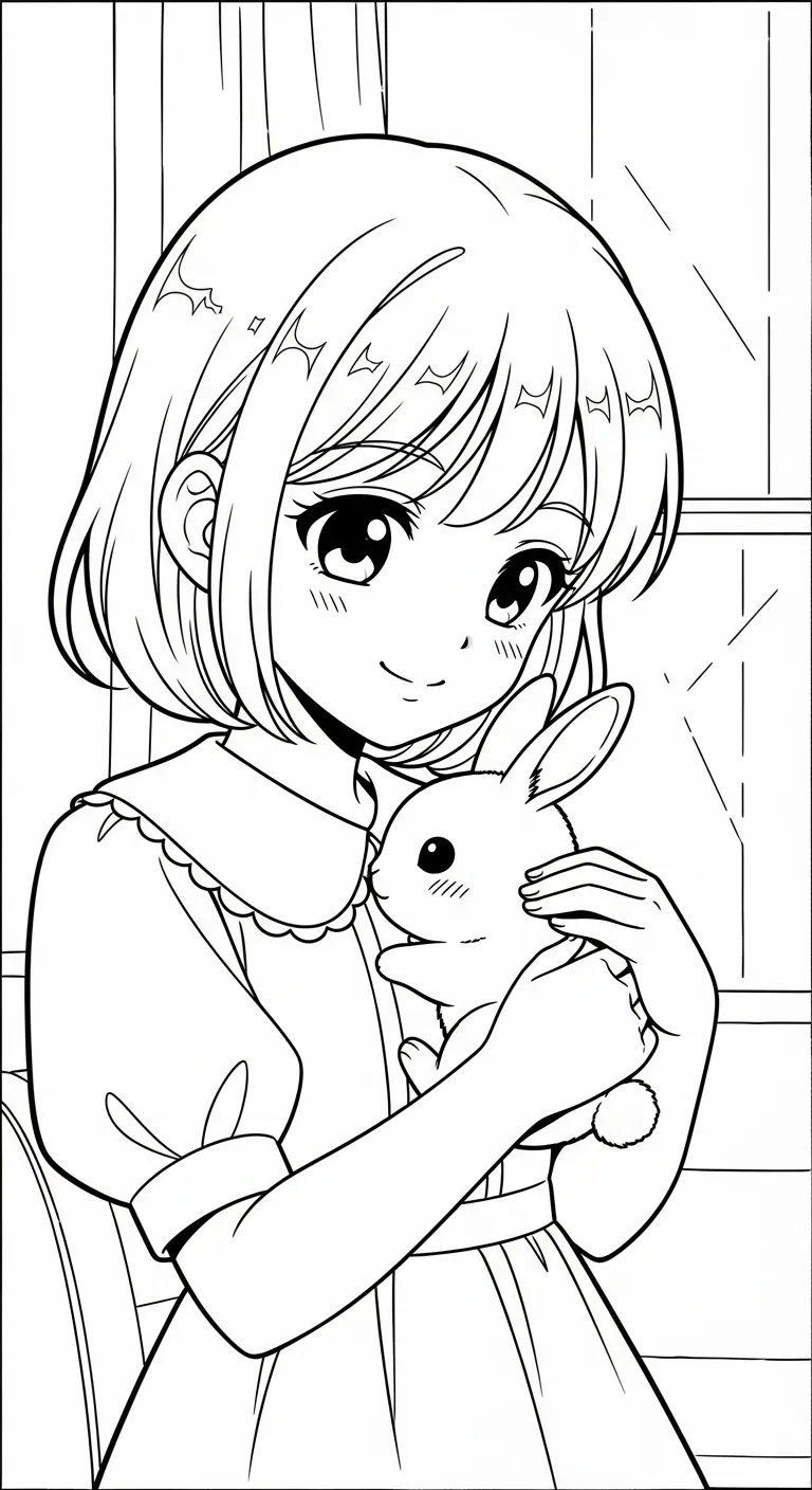 tranh tô màu Anime Girl cho bé 5 tuổi miễn phí
