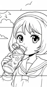 mẫu tranh tô màu Anime Girl cho bé