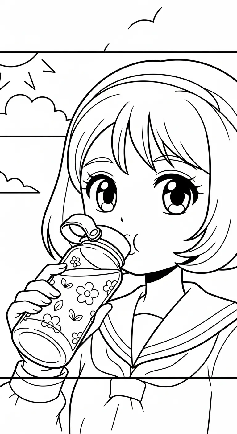 mẫu tranh tô màu Anime Girl cho bé 1
