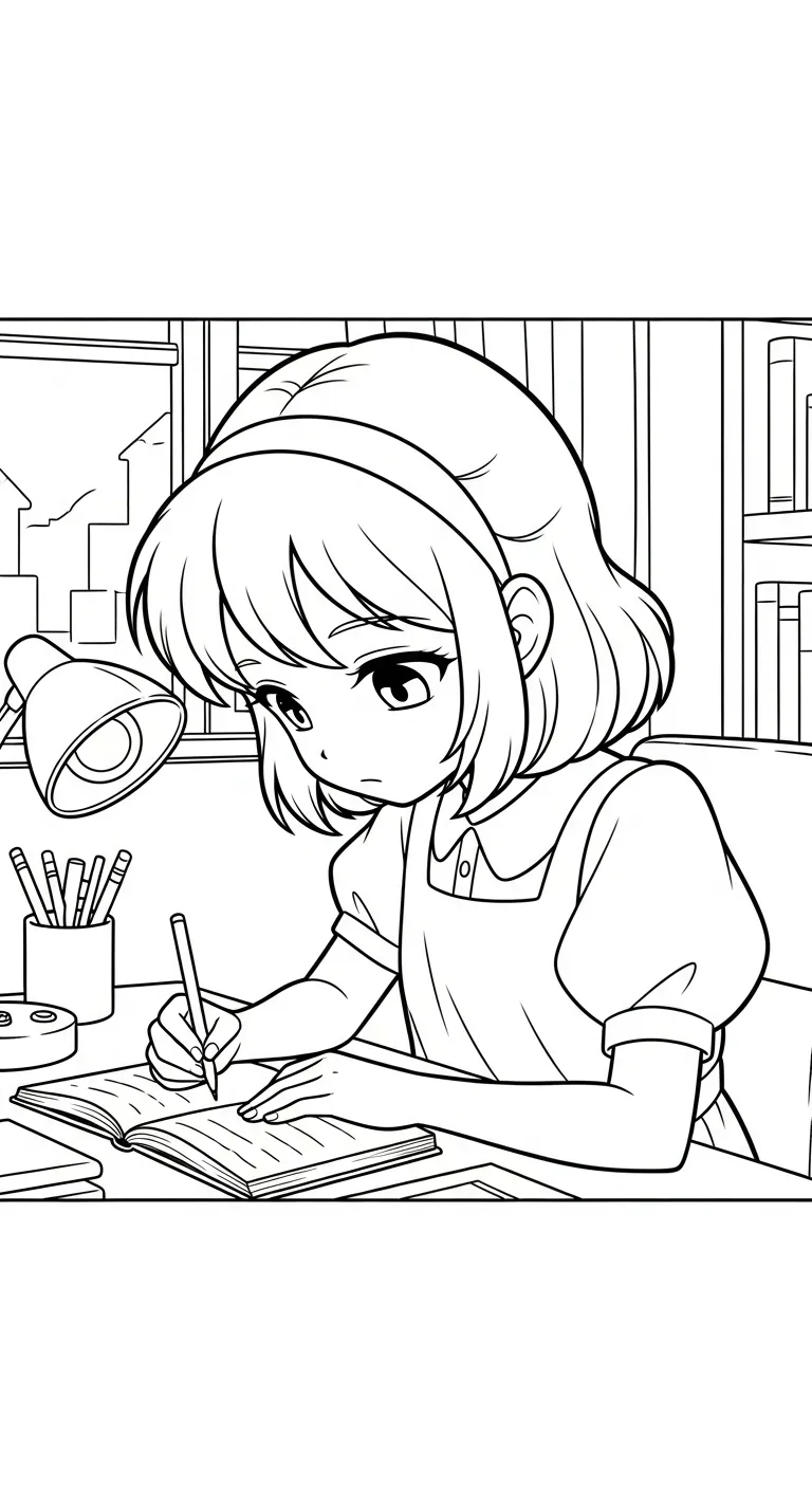 tranh tô màu Anime Girl cho bé 4 tuổi miễn phí