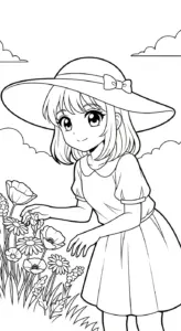 hình tô màu Anime Girl cho bé 6 tuổi miễn phí
