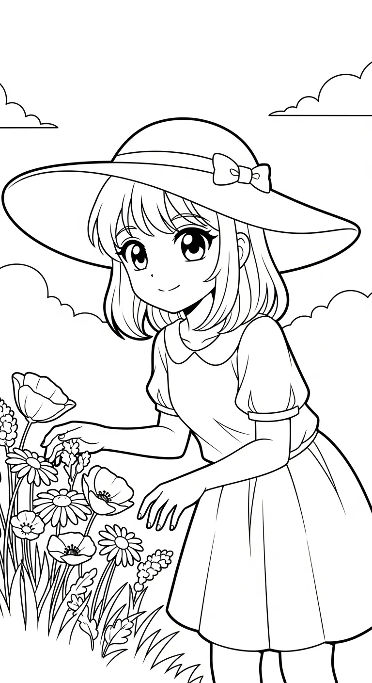 hình tô màu Anime Girl cho bé 6 tuổi miễn phí
