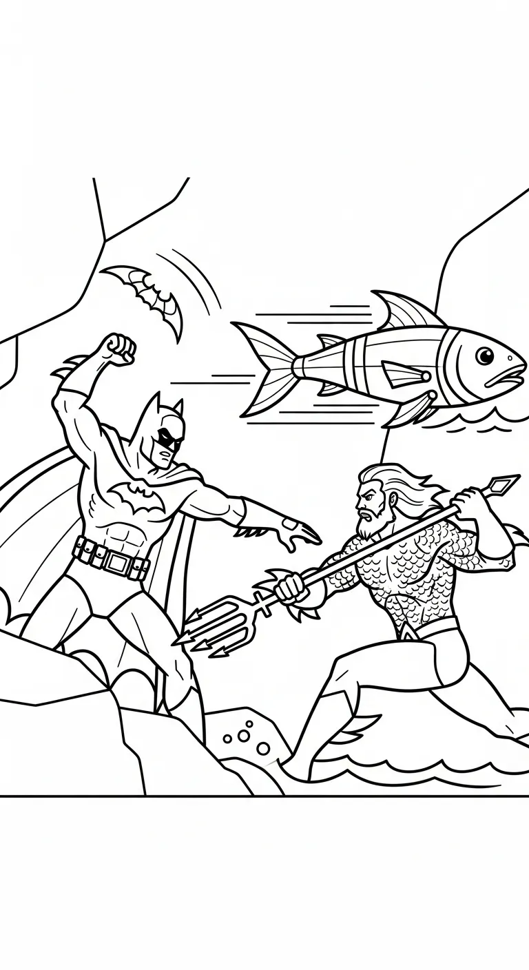 tranh tô màu Aquaman cho bé 4 tuổi miễn phí 1