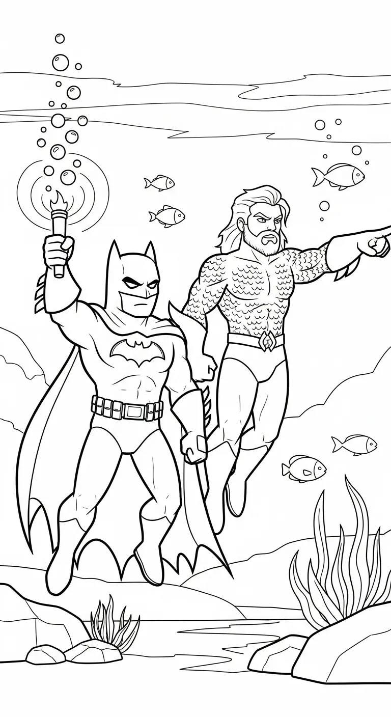 hình tô màu Aquaman cho bé 7 tuổi miễn phí