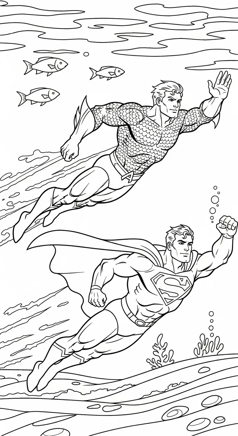 in hình tô màu Aquaman cho bé