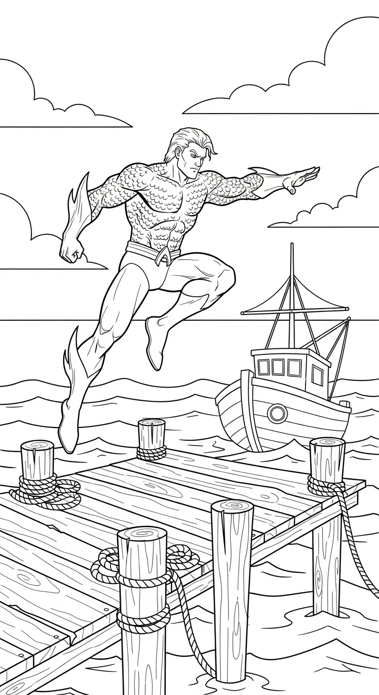 hình tô màu Aquaman cho bé