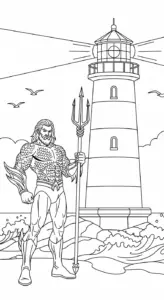tranh tô màu Aquaman cho bé 7 tuổi miễn phí