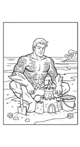 file tranh tô màu Aquaman cho bé 4-5 tuổi