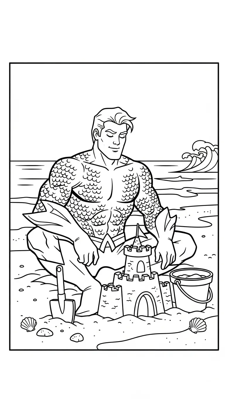 file tranh tô màu Aquaman cho bé 4-5 tuổi