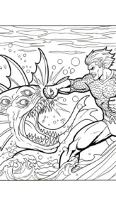 tranh tô màu Aquaman cho bé đơn giản