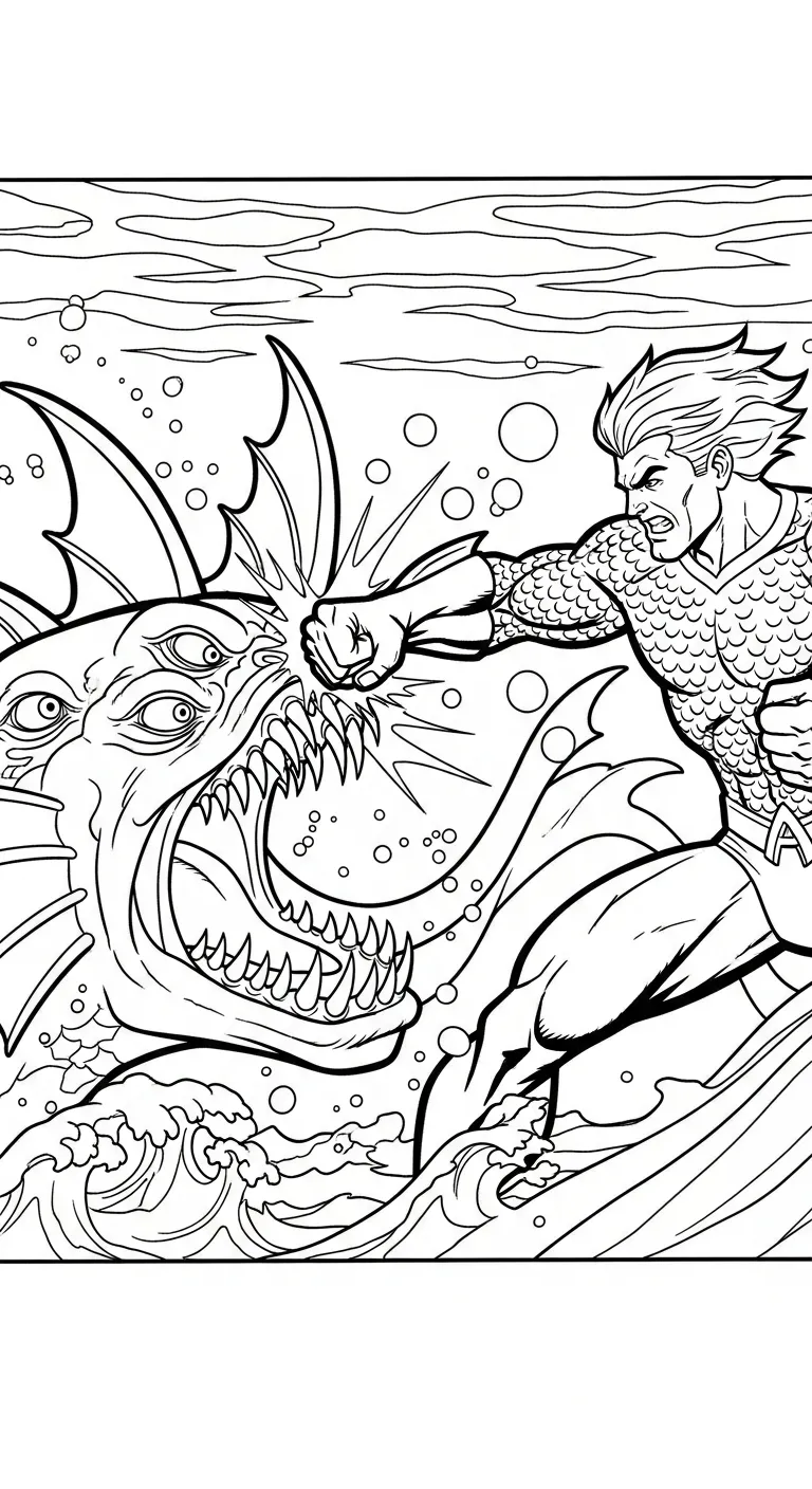 tranh tô màu Aquaman cho bé đơn giản 1
