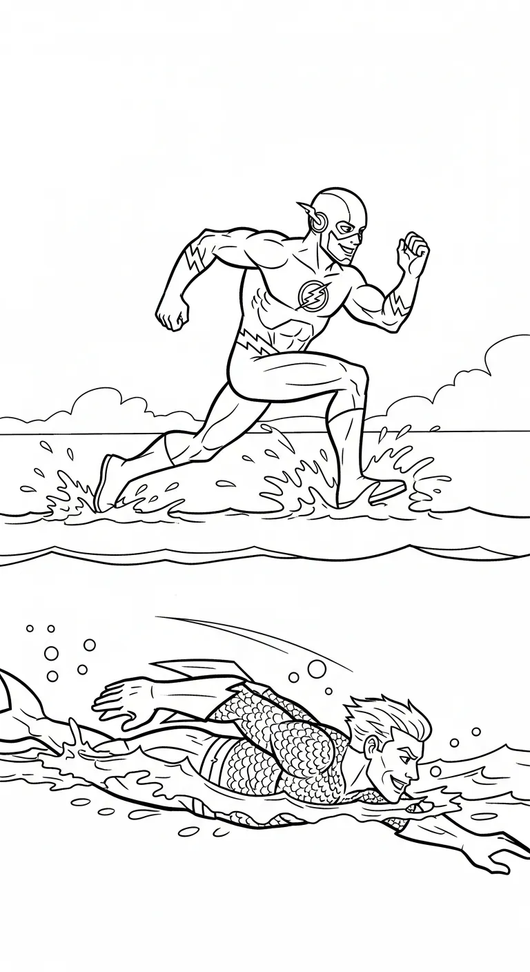 file hình tô màu Aquaman cho bé in