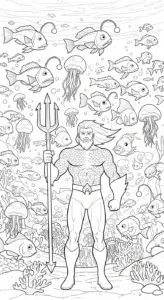 in tranh tô màu Aquaman cho bé 6 tuổi